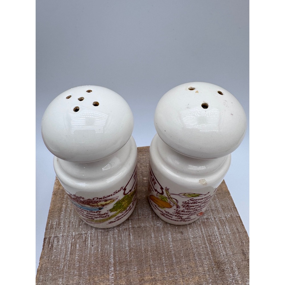 Vintage 1980 Avon Ceramic Salt and Pepper Shaker Set Kitchen Spice Design Cream